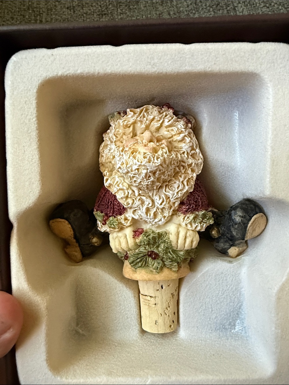 Santa Claus Bottle Stopper - Cream and Burgundy Holiday Decor